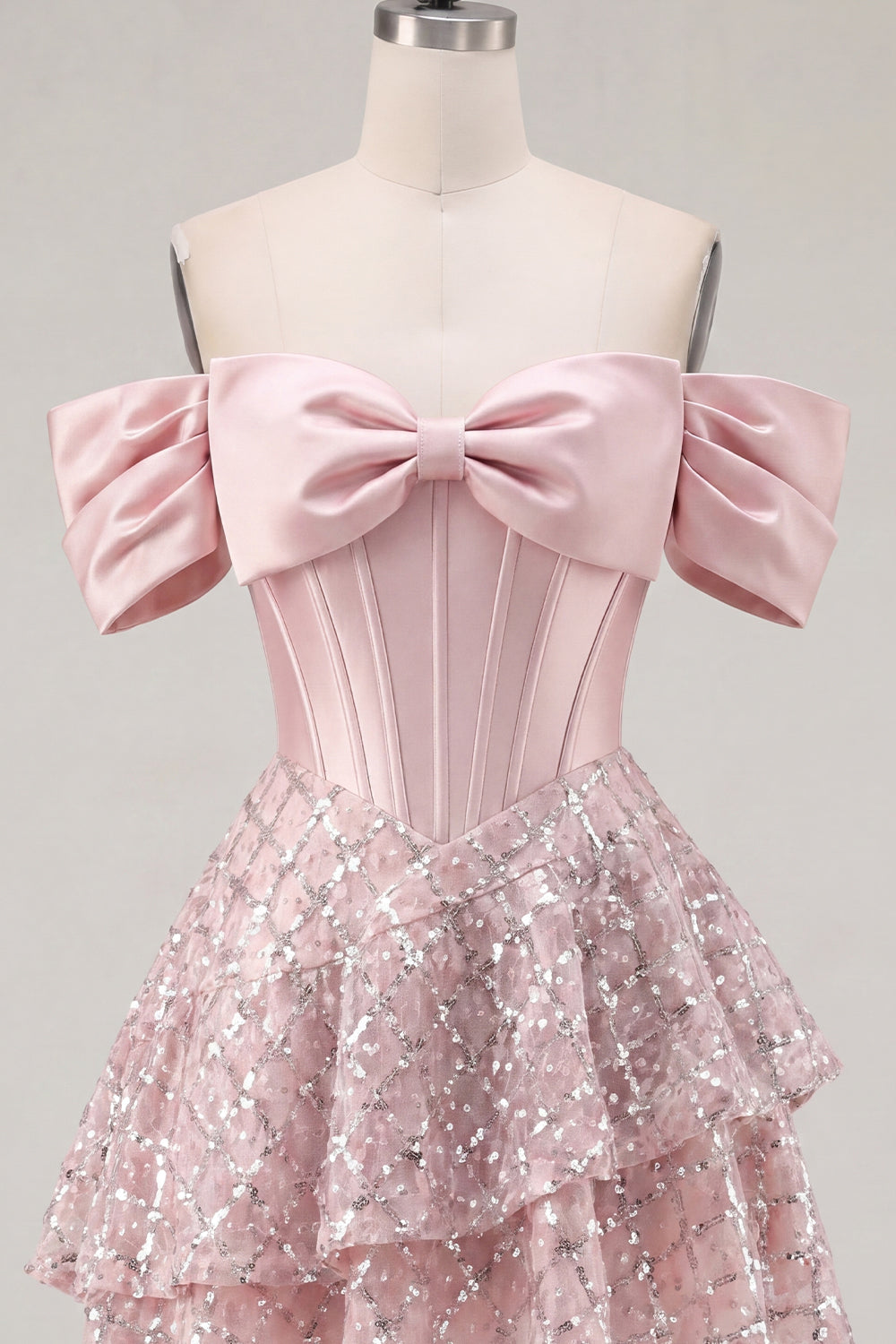 A Line Sparkly Blush Corset Beaded Short Homecoming Dress with Ruffles