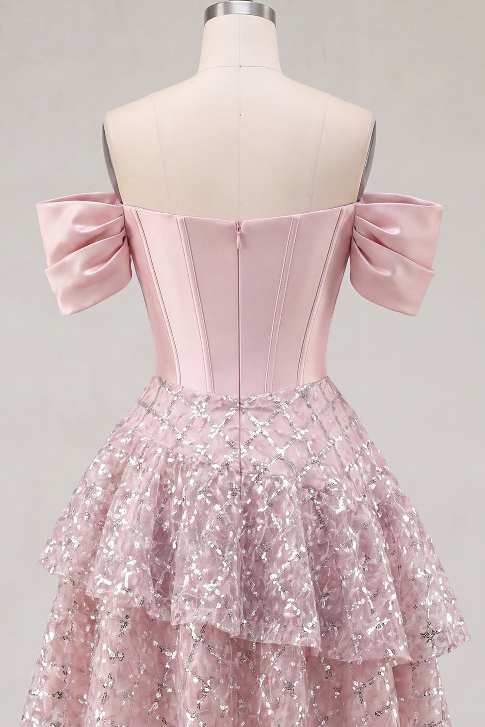 A Line Sparkly Blush Corset Beaded Short Homecoming Dress with Ruffles