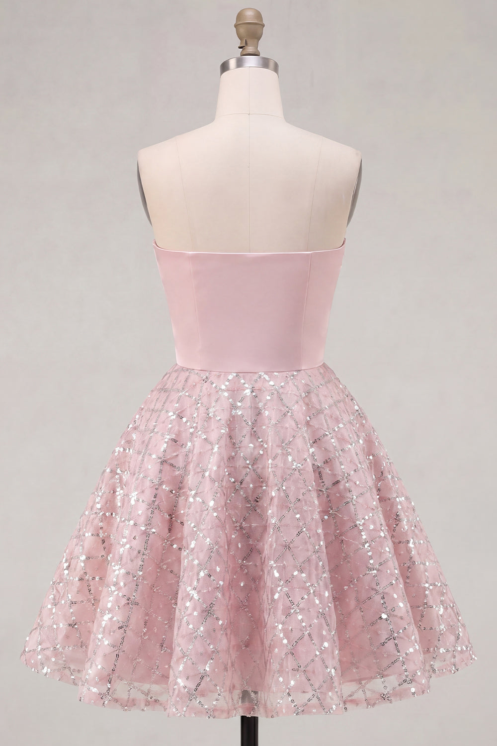Ruched Strapless Short A Line Sparkly Blush Beaded Homecoming Dress