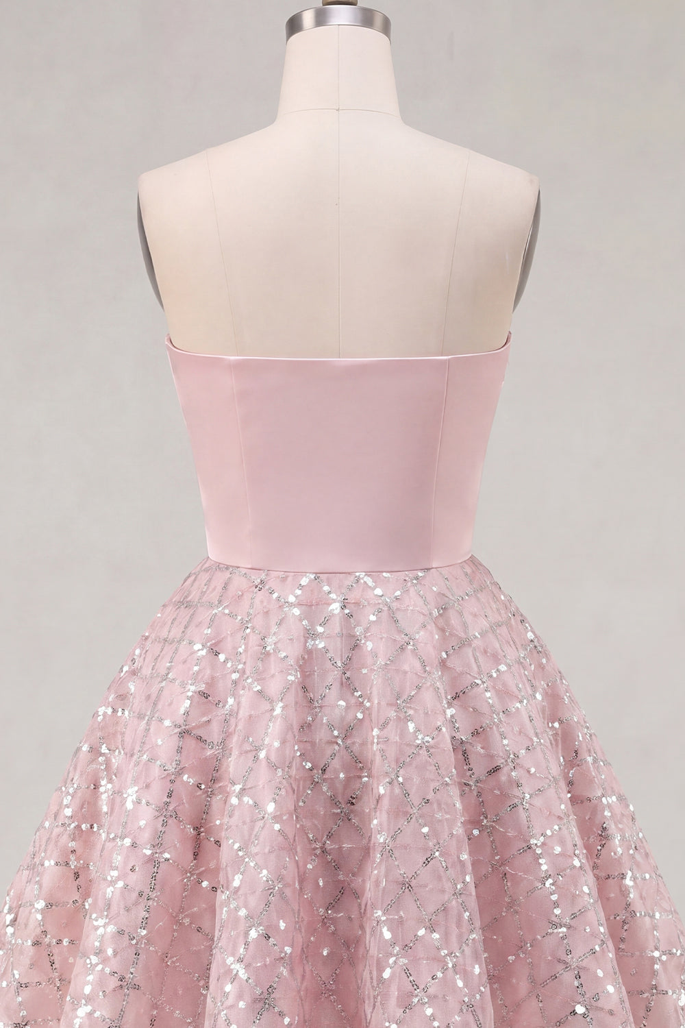 Ruched Strapless Short A Line Sparkly Blush Beaded Homecoming Dress