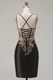 Tight Short Corset Sparkly Dark Green Ruched Appliqued Homecoming Dress with Slit