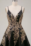 V-Neck Asymmetrical A Line Sparkly Black Sequin Homecoming Dress
