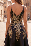 V-Neck Asymmetrical A Line Sparkly Black Sequin Homecoming Dress