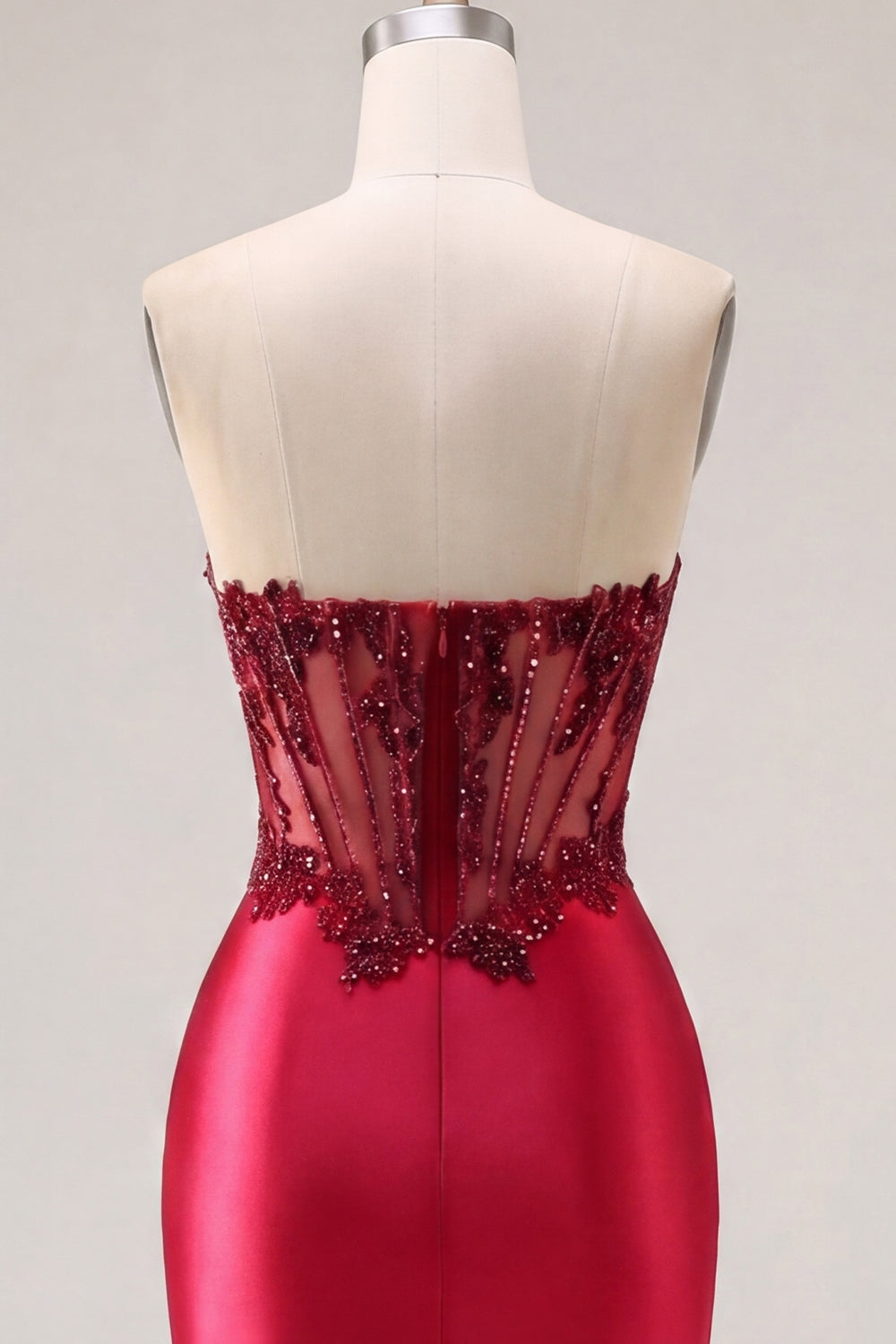 Sparkly Burgundy Corset Tight Short Ruched Beaded Homecoming Dress with Slit