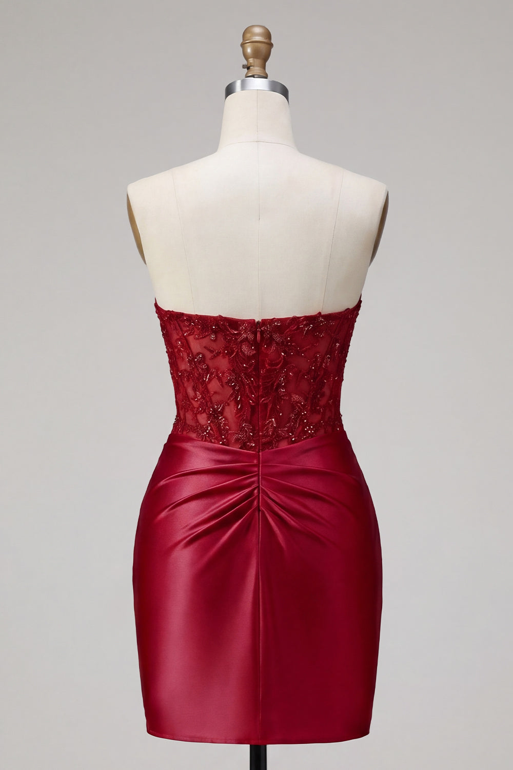 Zapakasa Women Red Tight Short Corset Homecoming Dress with Beading
