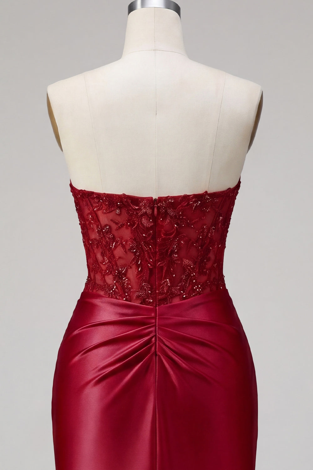 Red Corset Tight Short Strapless Homecoming Dress with Lace