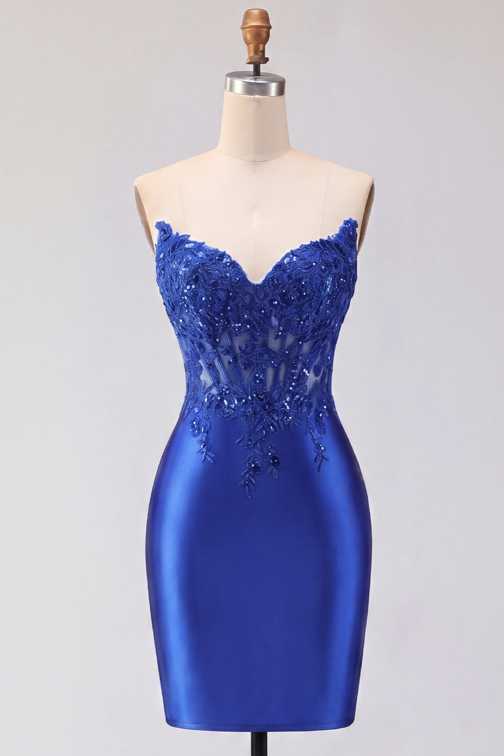 Red Corset Tight Short Strapless Homecoming Dress with Lace