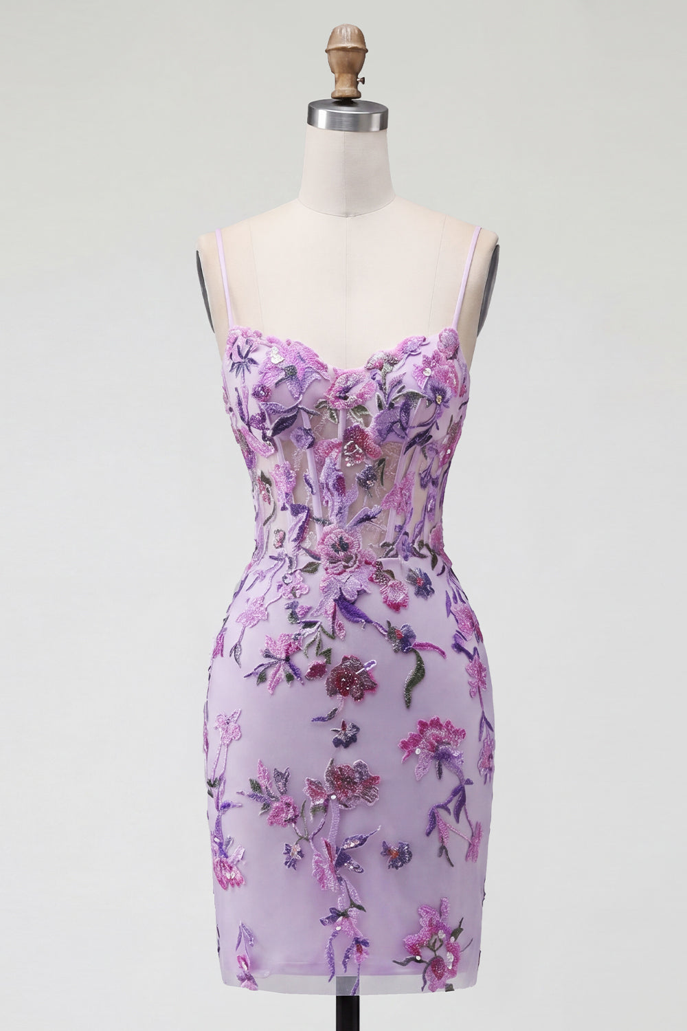 Floral Halter Corset Tight Short Sparkly Blush Beaded Homecoming Dress
