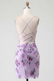 Floral Halter Corset Tight Short Sparkly Blush Beaded Homecoming Dress
