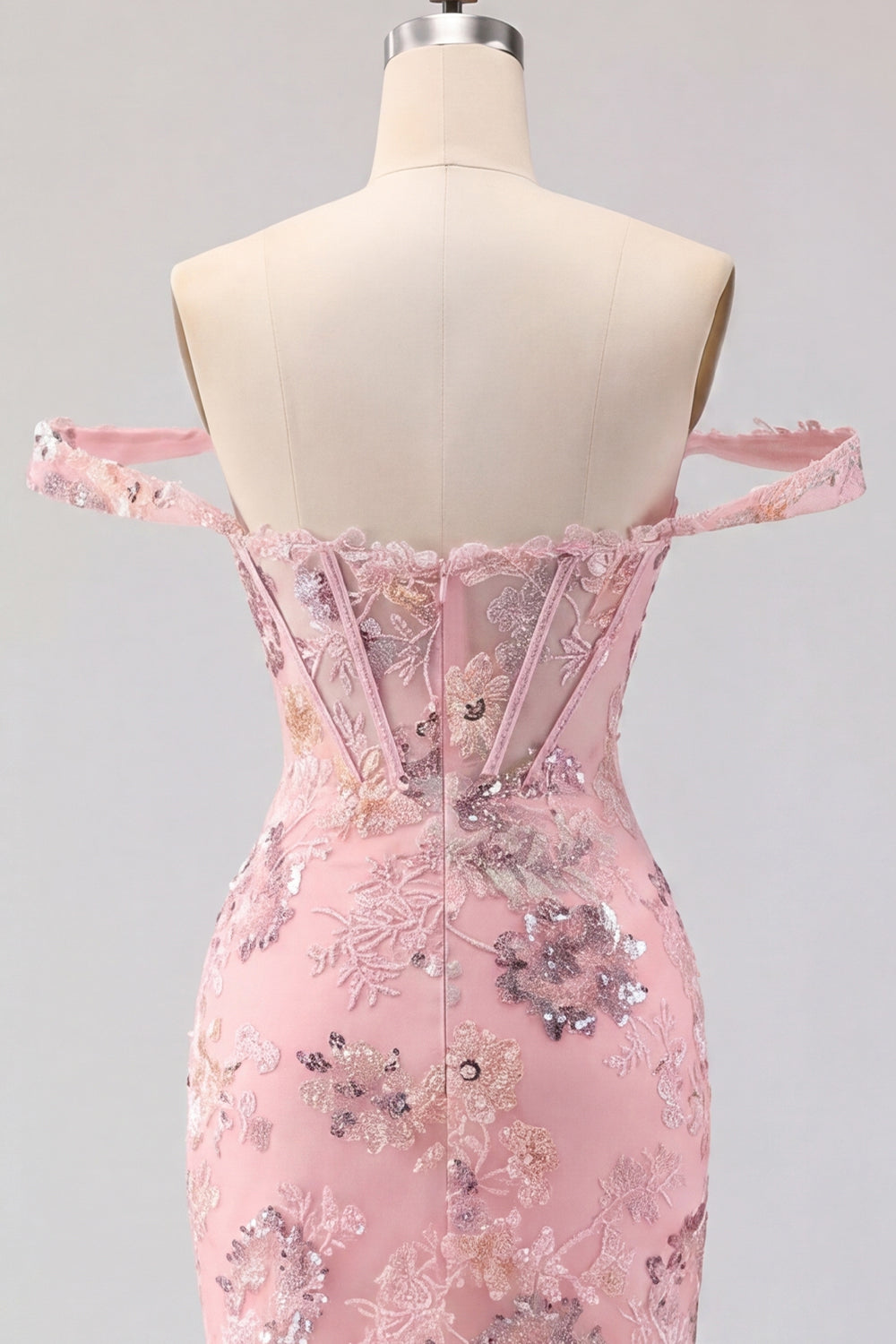 Floral Corset Tight Short Sparkly Blush Beaded Homecoming Dress