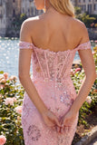 Floral Corset Tight Short Sparkly Blush Beaded Homecoming Dress