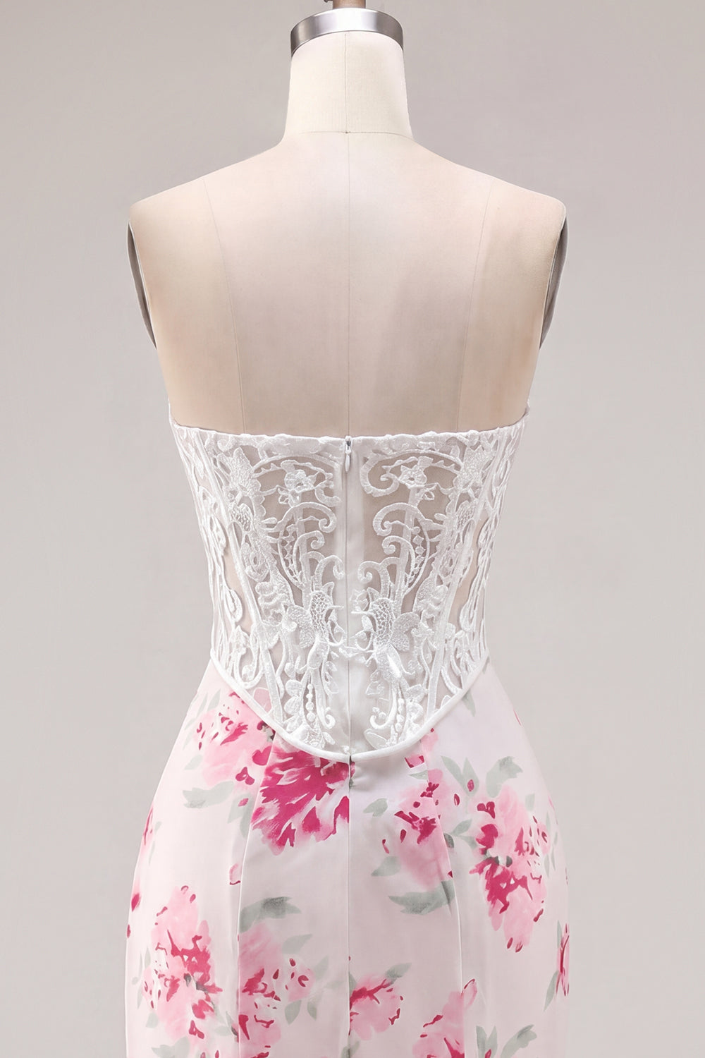 White Fuchsia Flower Sweetheart Tight Short Corset Homecoming Dress with Lace