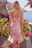 Sparkly Blush Floral Corset Tight Short Beaded Homecoming Dress