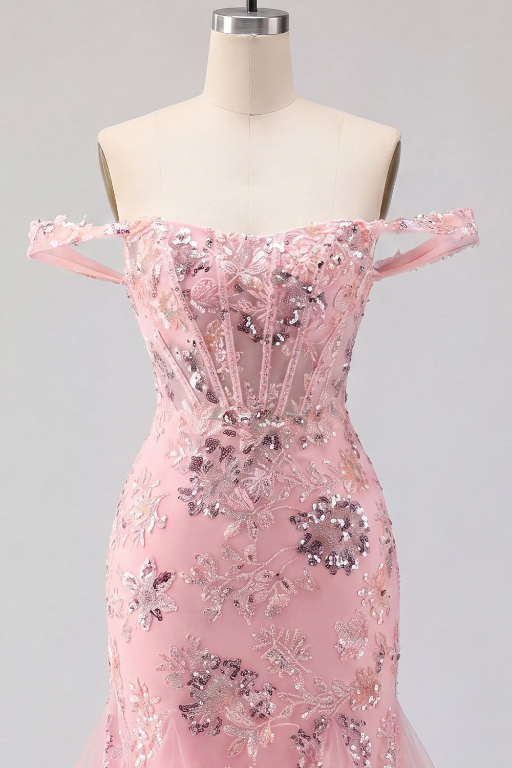 Sparkly Blush Floral Corset Tight Short Beaded Homecoming Dress