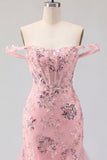 Sparkly Blush Floral Corset Tight Short Beaded Homecoming Dress