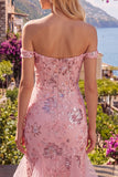 Sparkly Blush Floral Corset Tight Short Beaded Homecoming Dress