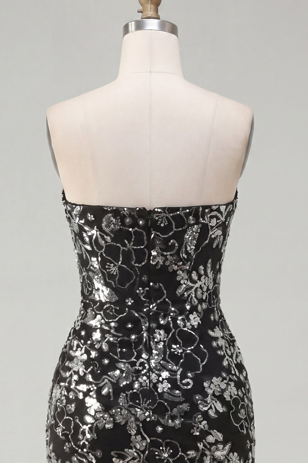 Sparkly Black Tight Short Ruched Floral Strapless Homecoming Dress with Sequins