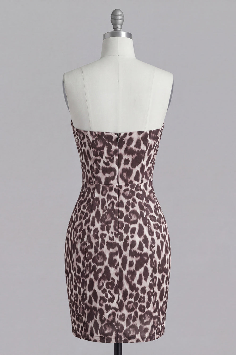 Coffee Leopard Print Tight Short Ruched Corset Homecoming Dress with Beading