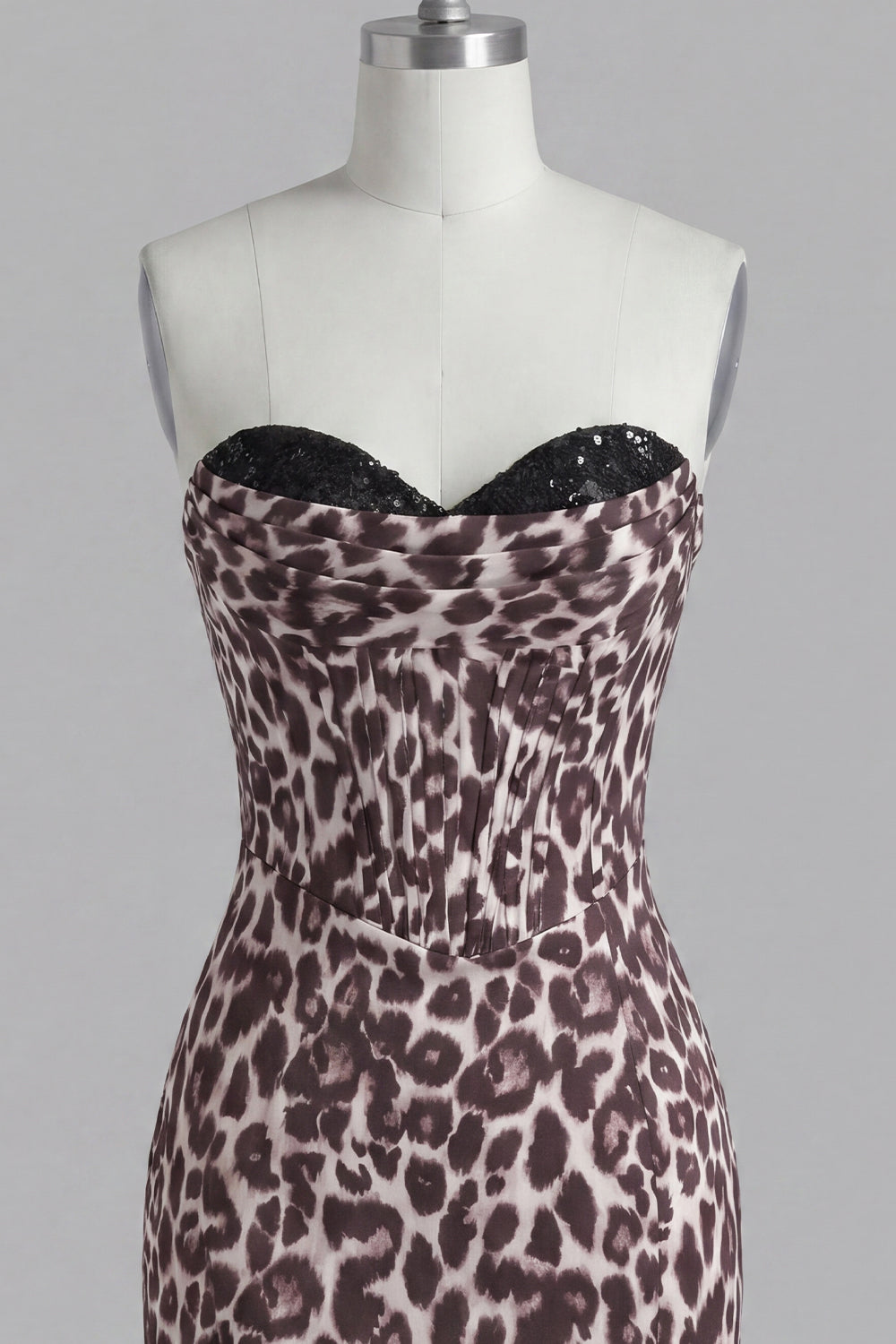 Coffee Leopard Print Tight Short Ruched Corset Homecoming Dress with Beading