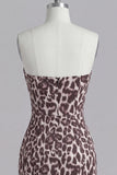 Coffee Leopard Print Tight Short Ruched Corset Homecoming Dress with Beading
