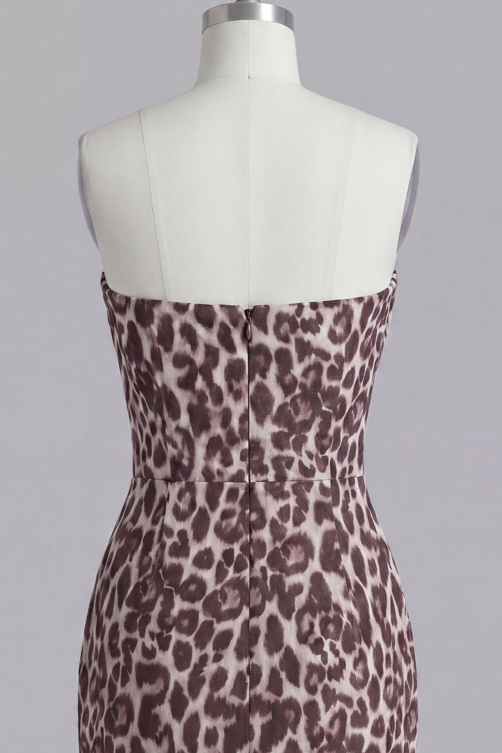 Strapless Ruched Coffee Leopard Print Tight Short Homecoming Dress