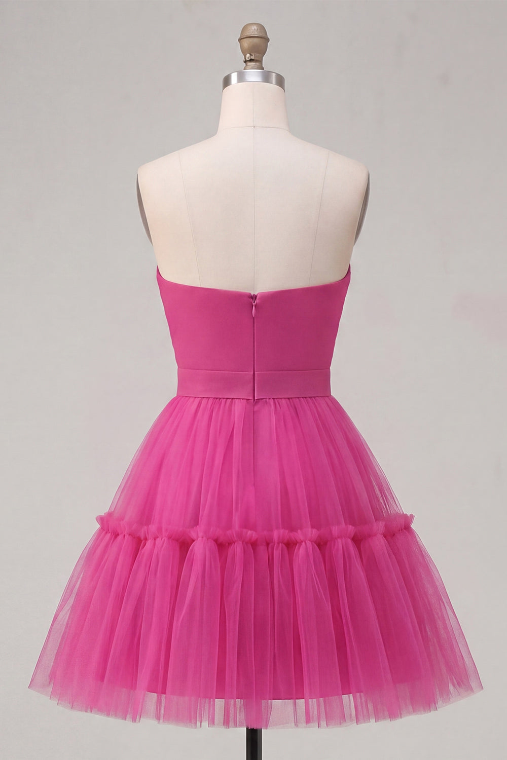 Fuchsia Sweetheart A Line Ruched Short Homecoming Dress with Bow