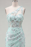 Floral Sparkly Mint Corset Tight Short Keyhole Beaded Homecoming Dress with Slit
