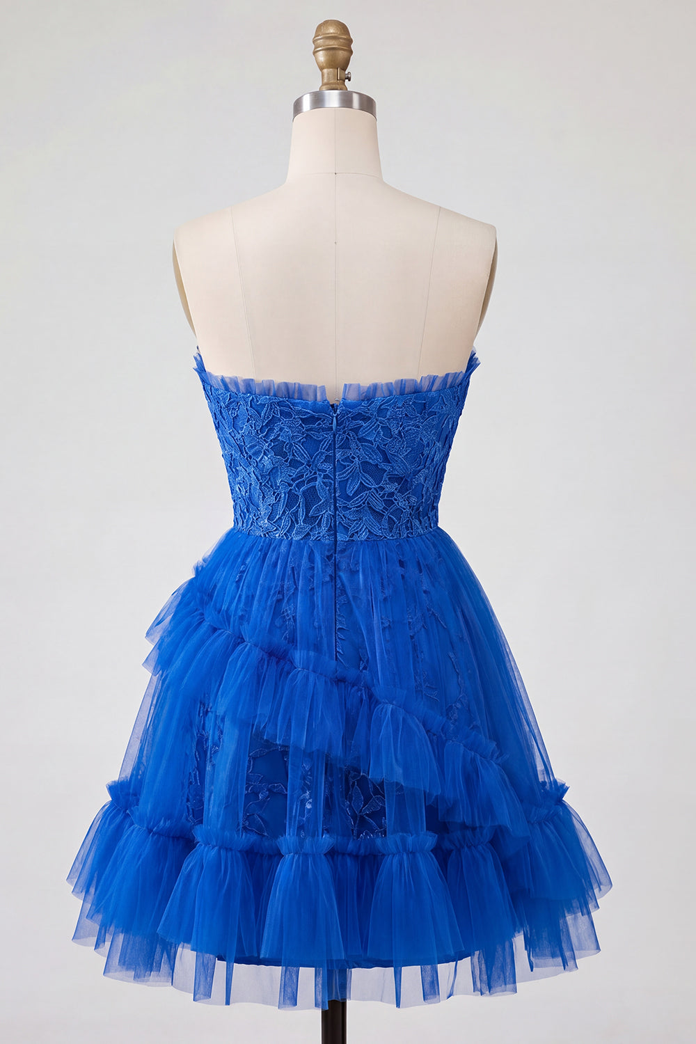 Lace Floral Ruffled Sweetheart A Line Pink Short Homecoming Dress