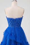 Lace Floral Ruffled Sweetheart A Line Pink Short Homecoming Dress