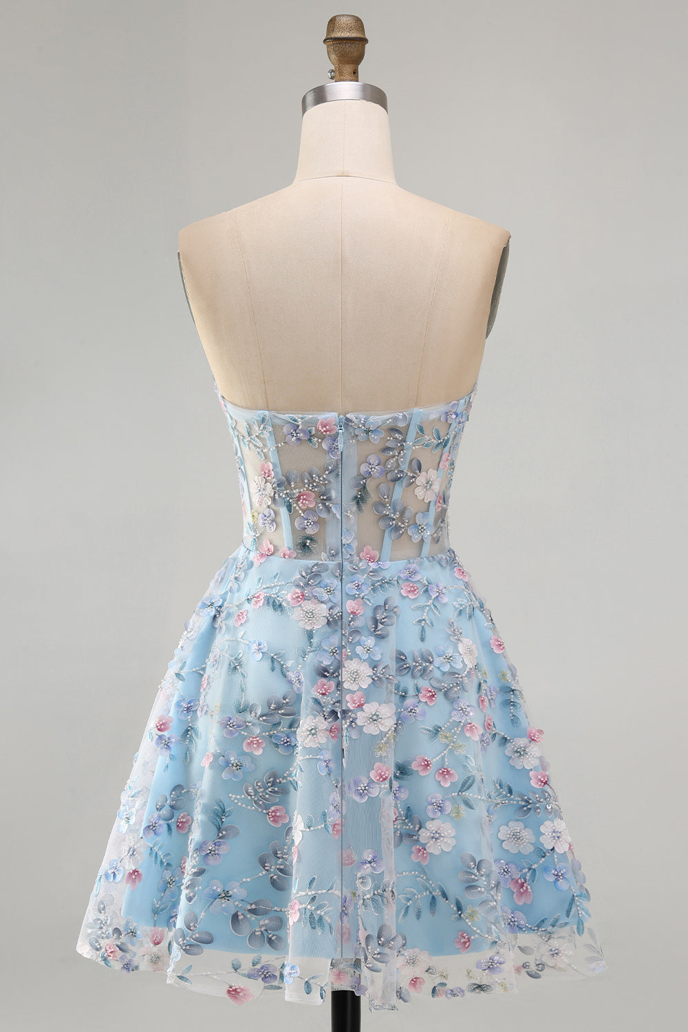 Sweetheart A Line Green Short Corset Homecoming Dress with 3D Flowers