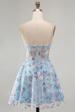 Sweetheart A Line Green Short Corset Homecoming Dress with 3D Flowers