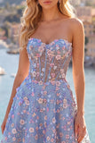 Sweetheart A Line Green Short Corset Homecoming Dress with 3D Flowers