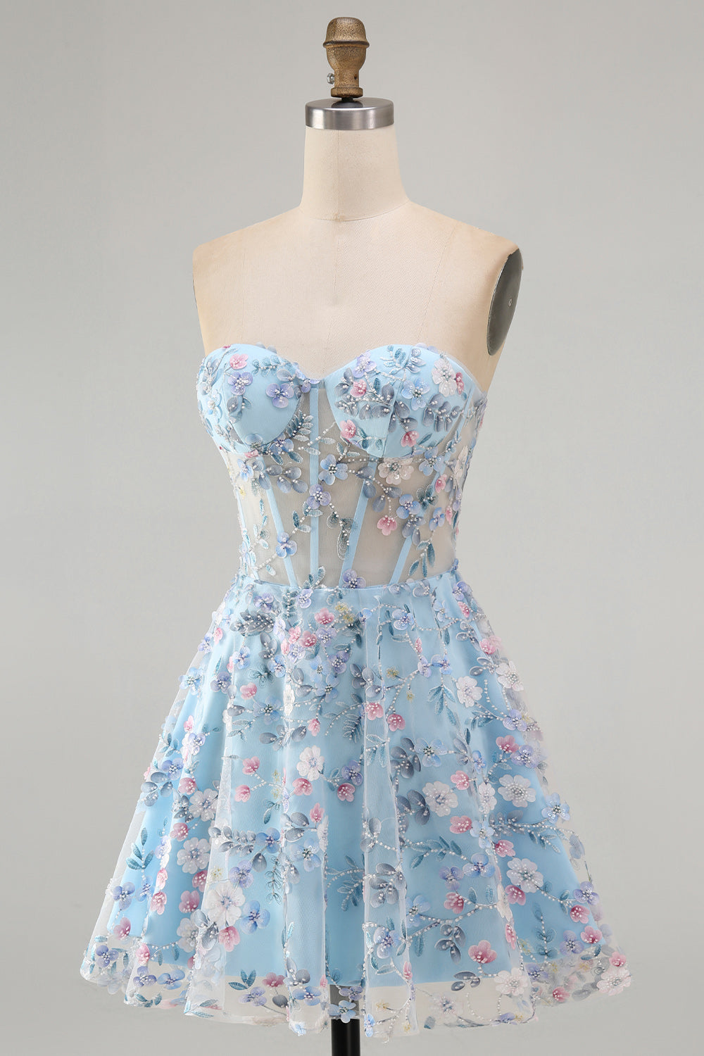 Sweetheart A Line Green Short Corset Homecoming Dress with 3D Flowers