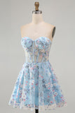 Sweetheart A Line Green Short Corset Homecoming Dress with 3D Flowers