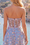 Sweetheart A Line Green Short Corset Homecoming Dress with 3D Flowers