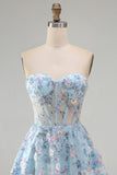 Sweetheart A Line Green Short Corset Homecoming Dress with 3D Flowers
