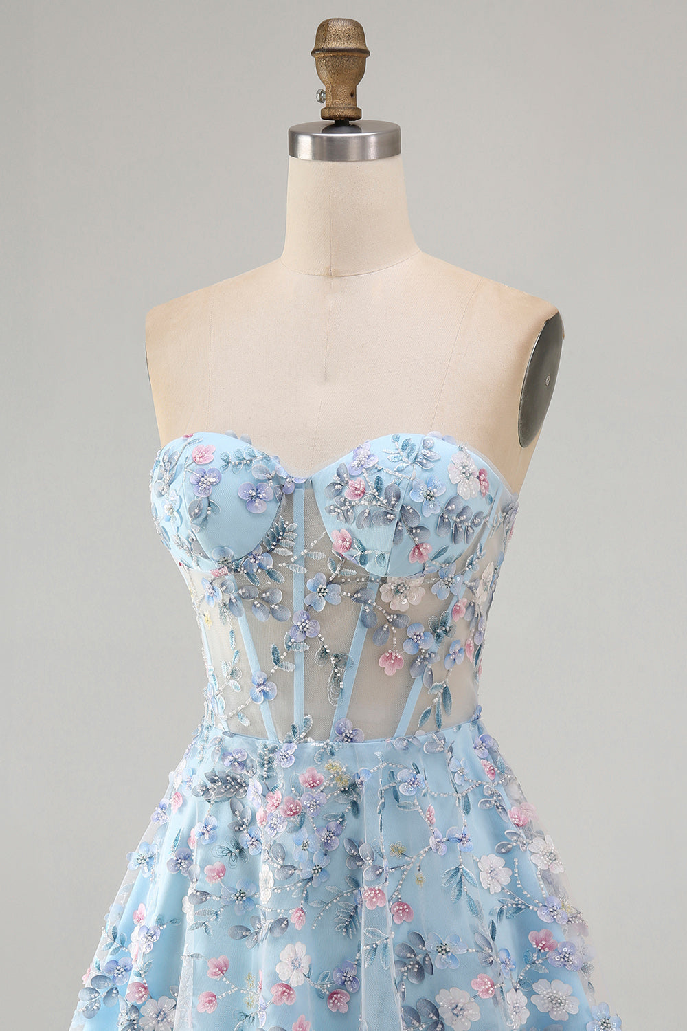 Sweetheart A Line Green Short Corset Homecoming Dress with 3D Flowers