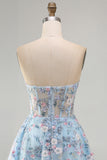Sweetheart A Line Green Short Corset Homecoming Dress with 3D Flowers