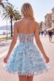 Sweetheart A Line Green Short Corset Homecoming Dress with 3D Flowers