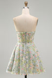 Sweetheart A Line Green Short Corset Homecoming Dress with 3D Flowers
