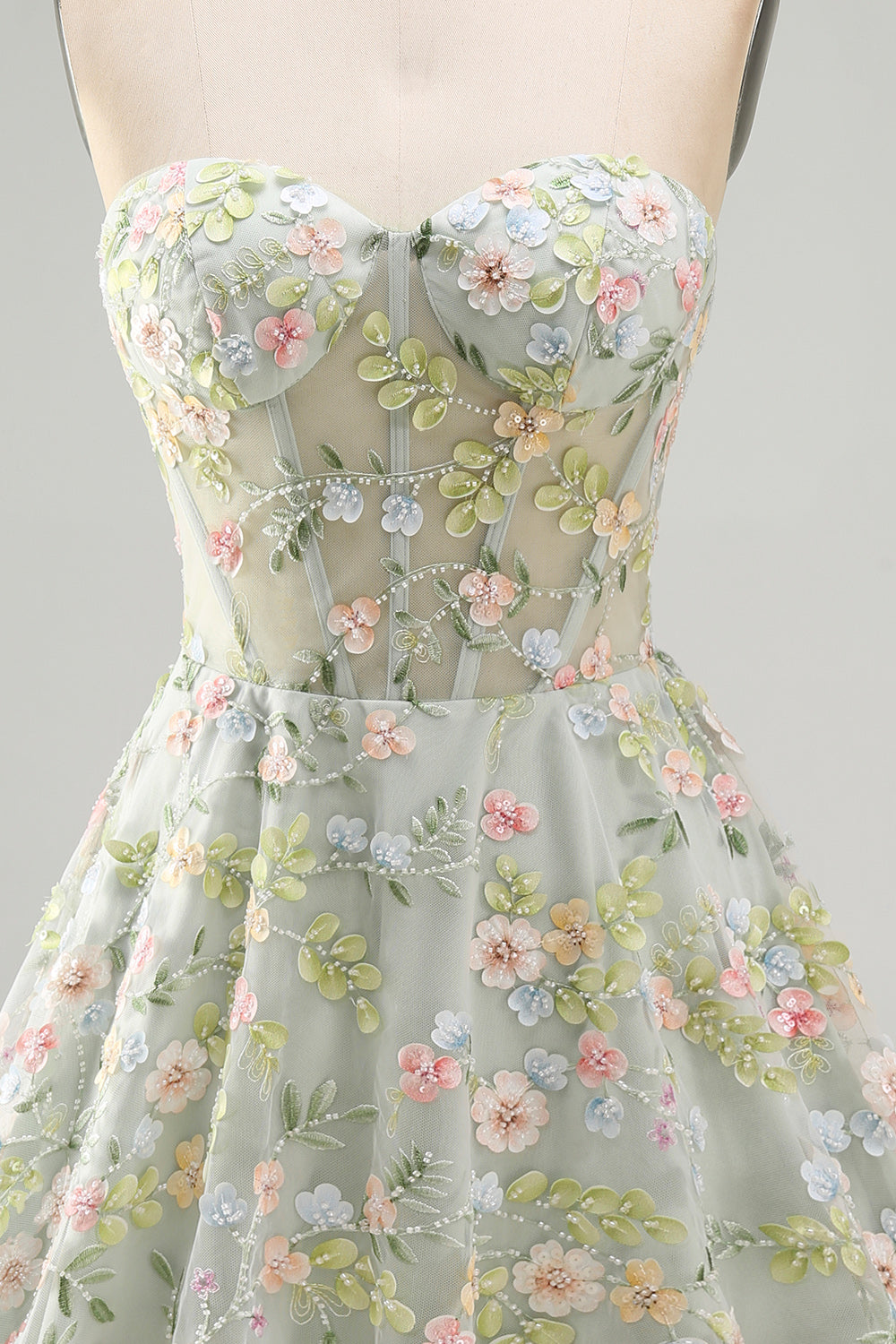 Sweetheart A Line Green Short Corset Homecoming Dress with 3D Flowers