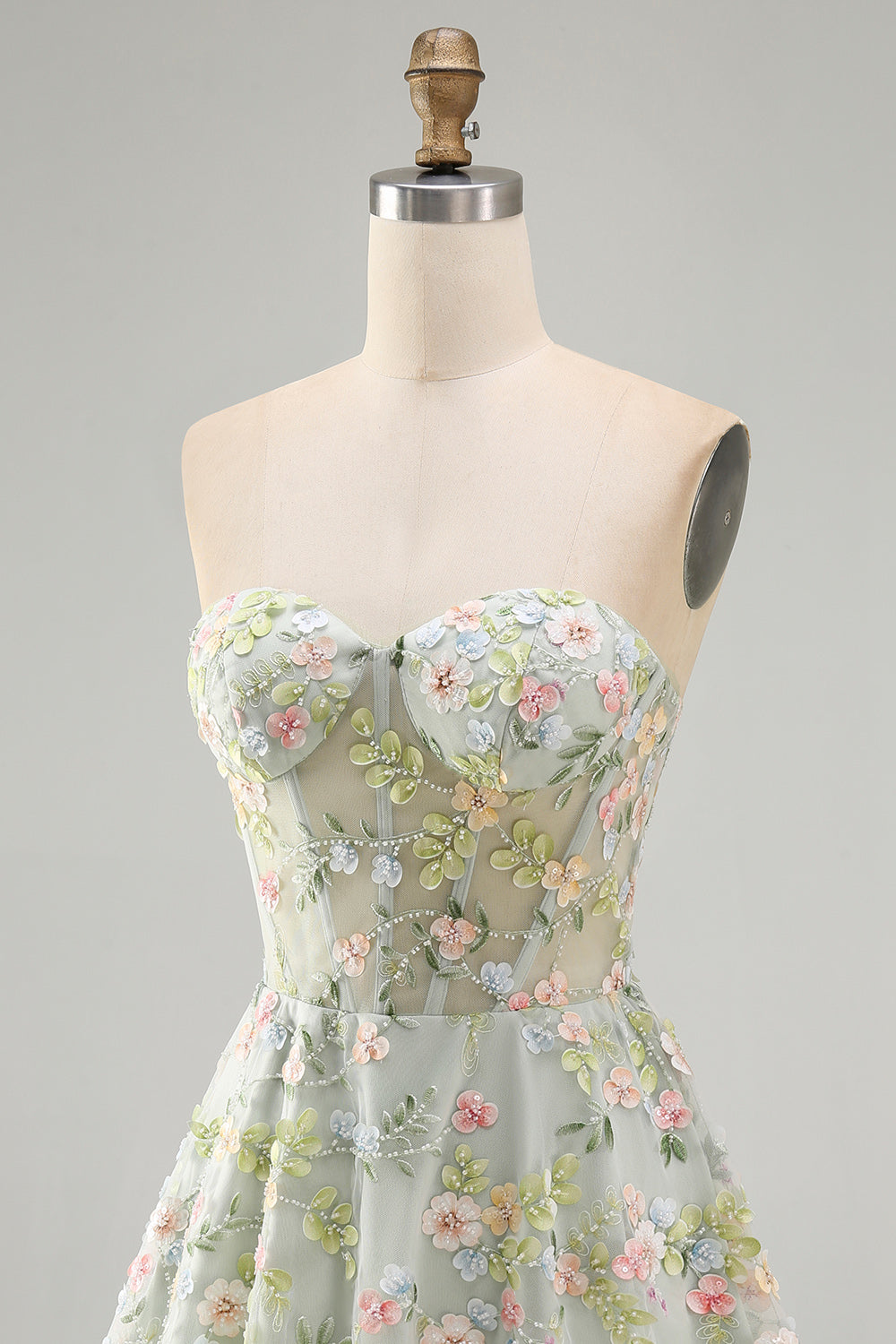 Sweetheart A Line Green Short Corset Homecoming Dress with 3D Flowers