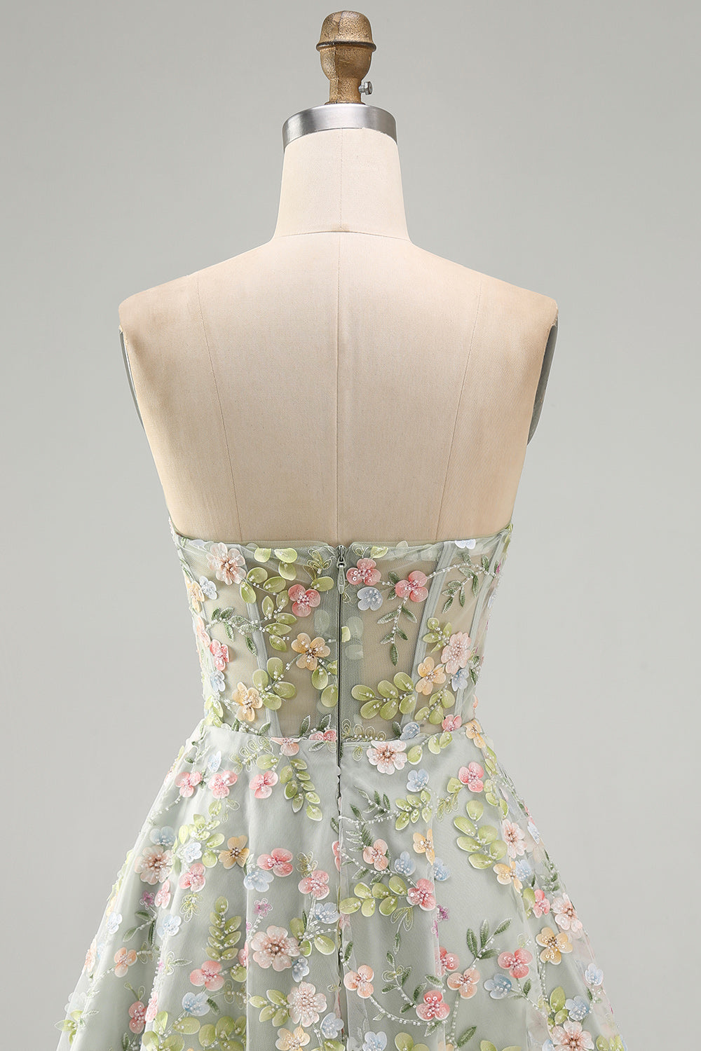 Sweetheart A Line Green Short Corset Homecoming Dress with 3D Flowers