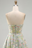 Sweetheart A Line Green Short Corset Homecoming Dress with 3D Flowers