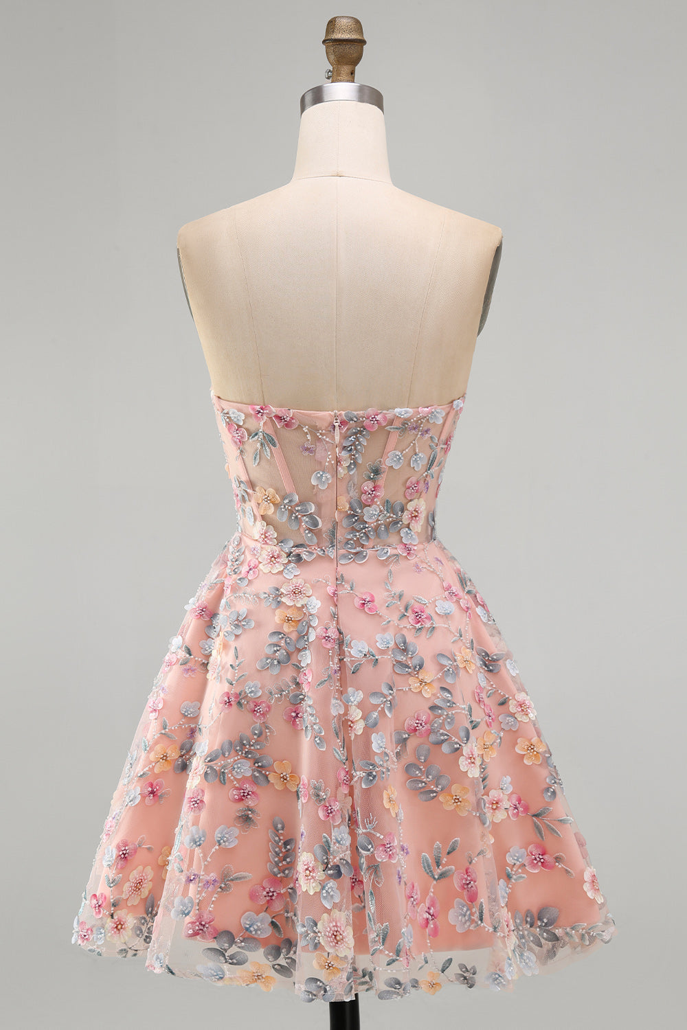 Sweetheart A Line Green Short Corset Homecoming Dress with 3D Flowers