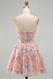 Sweetheart A Line Green Short Corset Homecoming Dress with 3D Flowers