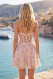 Sweetheart A Line Green Short Corset Homecoming Dress with 3D Flowers