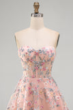 Sweetheart A Line Green Short Corset Homecoming Dress with 3D Flowers