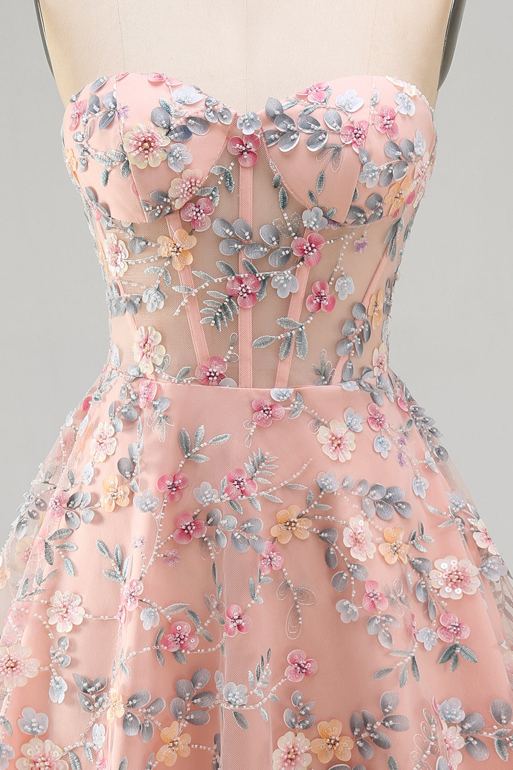 Sweetheart A Line Green Short Corset Homecoming Dress with 3D Flowers