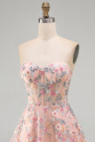 Sweetheart A Line Green Short Corset Homecoming Dress with 3D Flowers